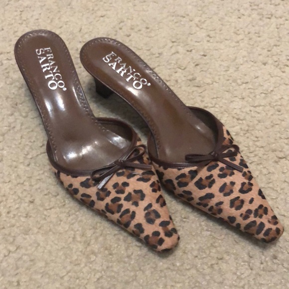 Franco Sarto Shoes - Franco sarto leopard print mules kitten heels